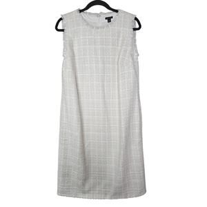 Ann Taylor 10T White Boucle Tweed Sheath Dress Career Classic Professional
